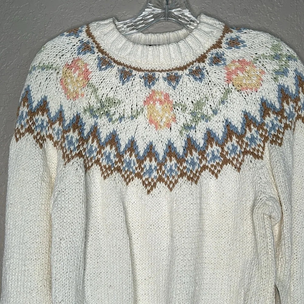 Vintage Liz Sport “Irish Brogue” hand knit cotton sweater - Picture 2 of 11